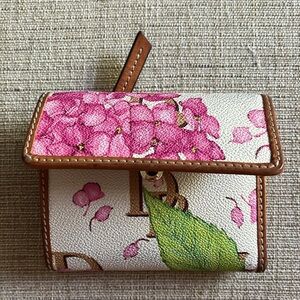Dooney & Bourke Hydrangea Monogram Pebble Grain Leather Flap Credit Card Wallet